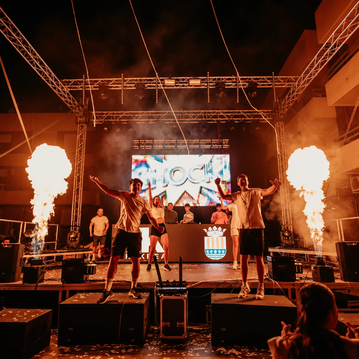 Efectos de fuego en el escenario de SHOCK